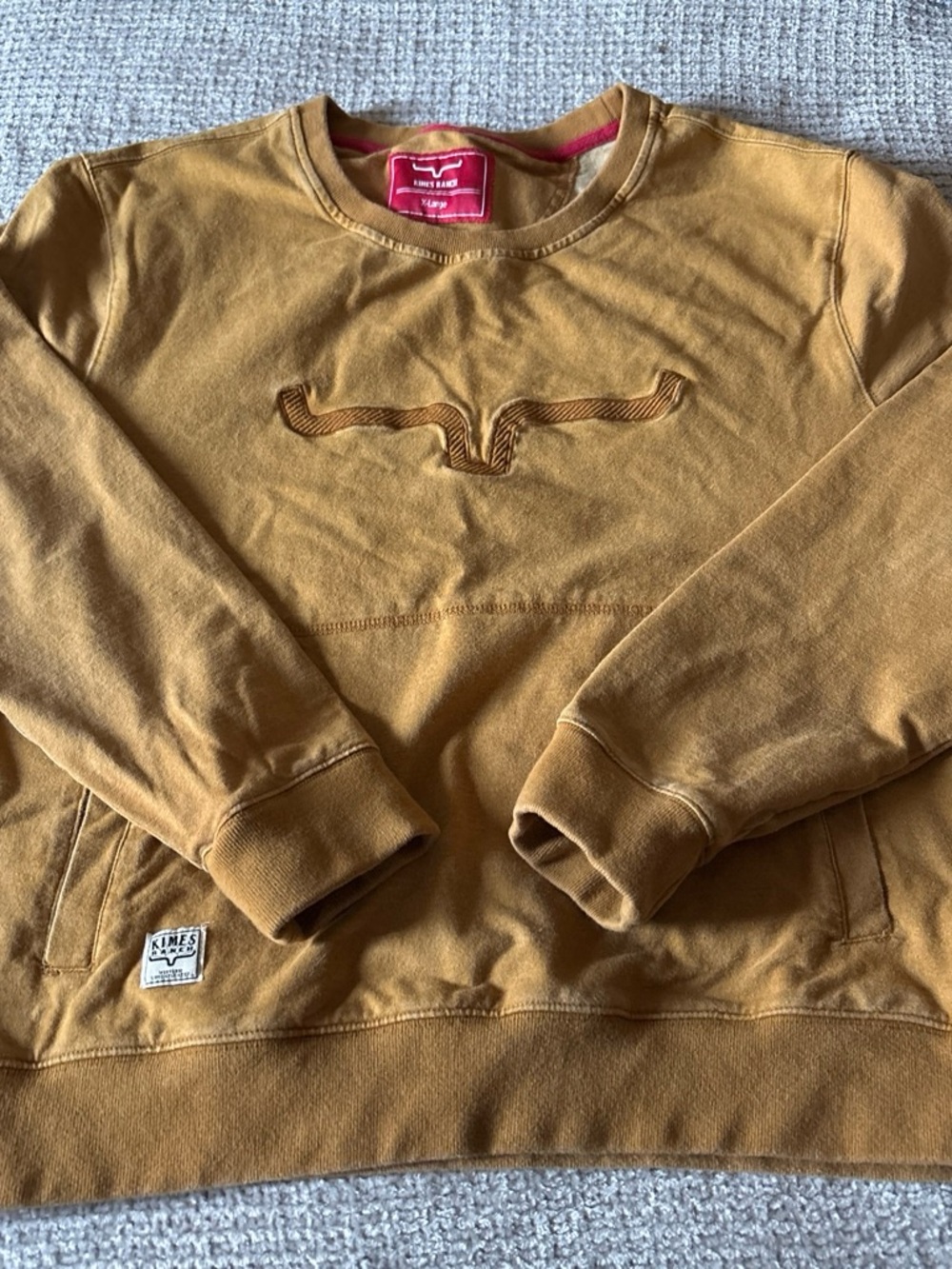 Kimes Ranch Men's Mustard Brown Crewneck Sweatshirt